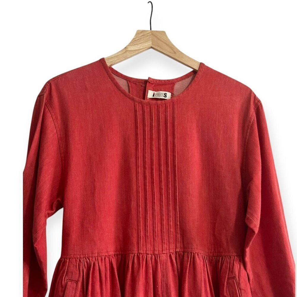 "I.S." ISSEY SPORT Red Midi Dress, Size M,  Rare from Vintage 80S - Picture 12 of 16